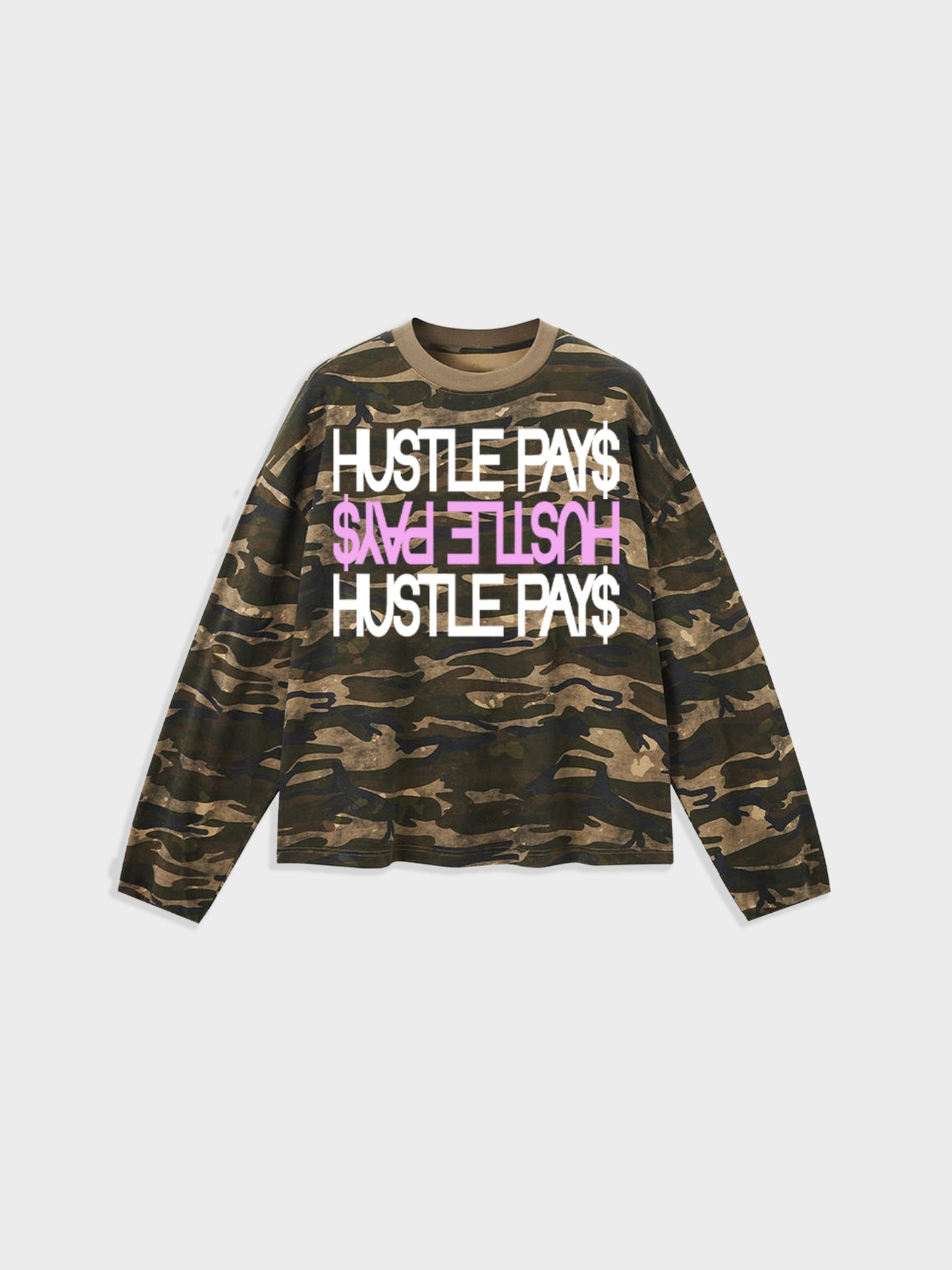 LONGSLEEVE HUSTLE PAY$ KAKI