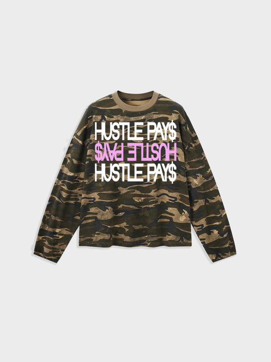 LONGSLEEVE HUSTLE PAY$ KAKI