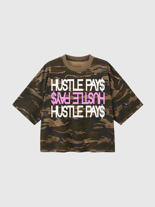 T-shirt camo HUSTLE PAY$